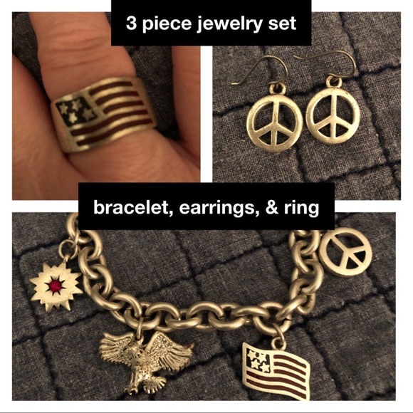Americana Silver Tone Trio Jewelry Set - Picture 1 of 7